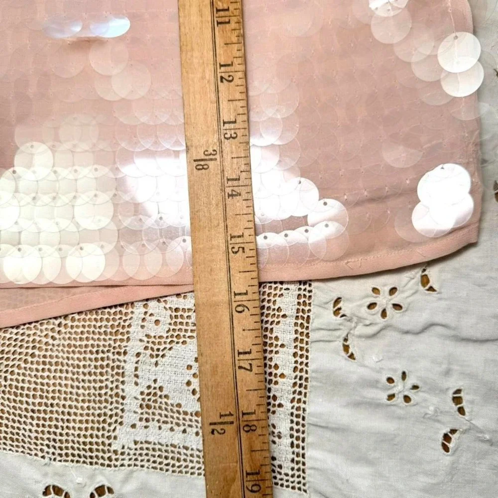 H&M‎ blush pink sequin mesh mini skirt size L